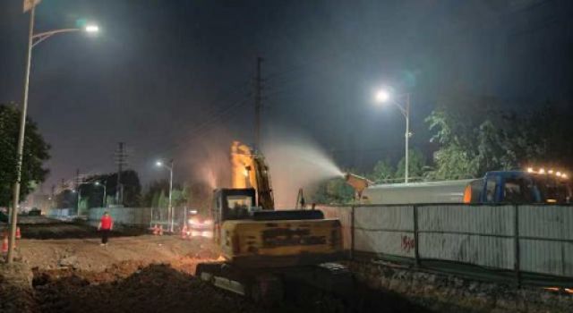 淄中路張臺線至孤山玫瑰園段水泥土施工